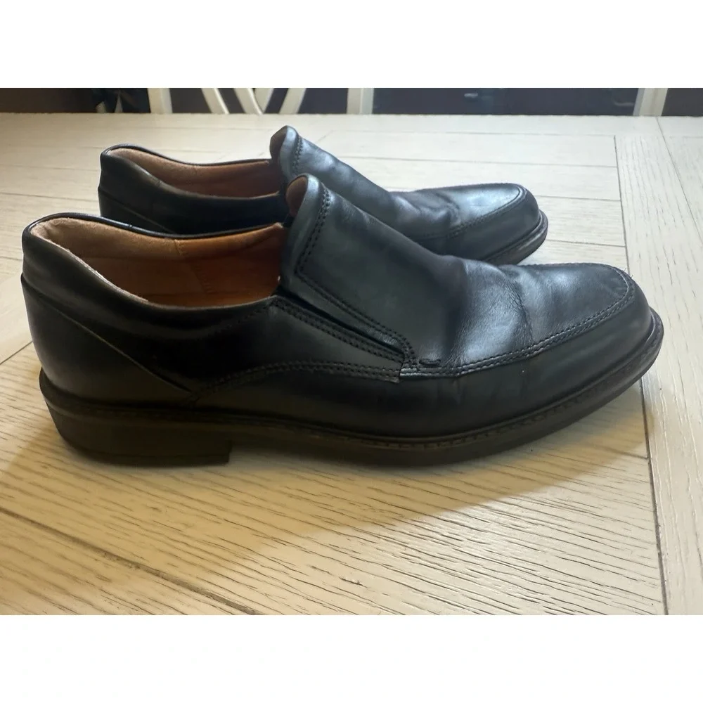 Ecco Shock Point‎ Men's Black Leather Slip On Loafer Shoes Size 8